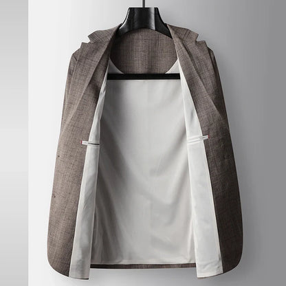 Men's Casual Blazer Single Breasted Spring Autumn Versatile Suit Jacket Grey Coffee