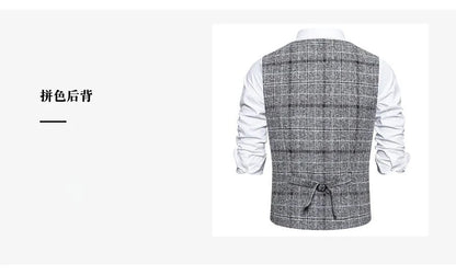 Men's Slim Fit Single Breasted Suit Vest – Plaid Waistcoat for Weddings & Banquets