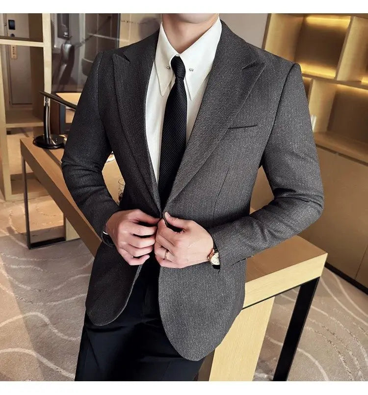 Men's Blazer Single Breasted Slim Fit Korean Style Casual Suit Jacket