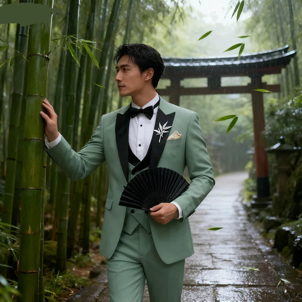 3-Piece Men's Suit Slim Fit Double Breasted Elegant Blazer Vest And Pants Set for Wedding Groom Tuxedo Business Party