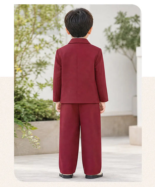 Children's Suit Autumn Winter Gentleman's Boy Hosting Piano Performance Clothing Flower Girl First Birthday Dress