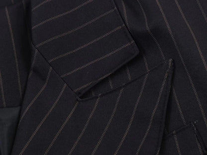 Women New Fashion Charcoal Gray Pinstripe Double-breasted Blazer Coat Female Versatile Lapel Long Sleeve Office Suit Jacket