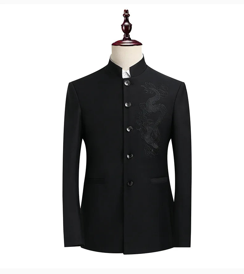Blazer Men Fashion Gentleman Business Slimming Outdoor Zhongshan Suit Trendy Banquet Host Casual Wedding Stand-up Collar Blazer