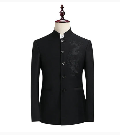 Blazer Men Fashion Gentleman Business Slimming Outdoor Zhongshan Suit Trendy Banquet Host Casual Wedding Stand-up Collar Blazer