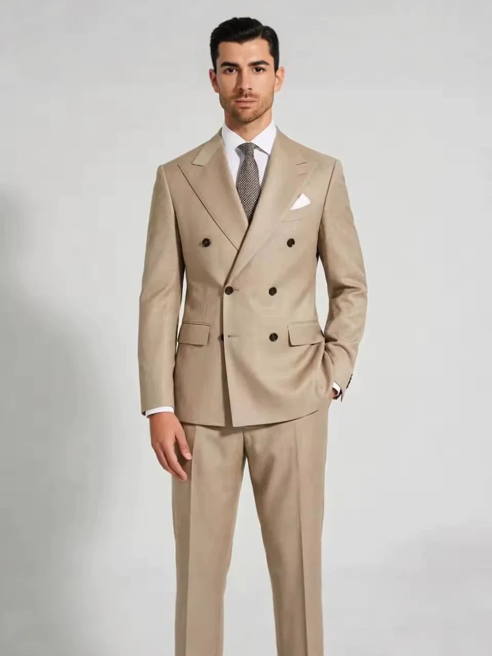 Matcha Green Blazer+Pant Business Double Breasted Regular Length Stretchy Blazer Professional Workwear