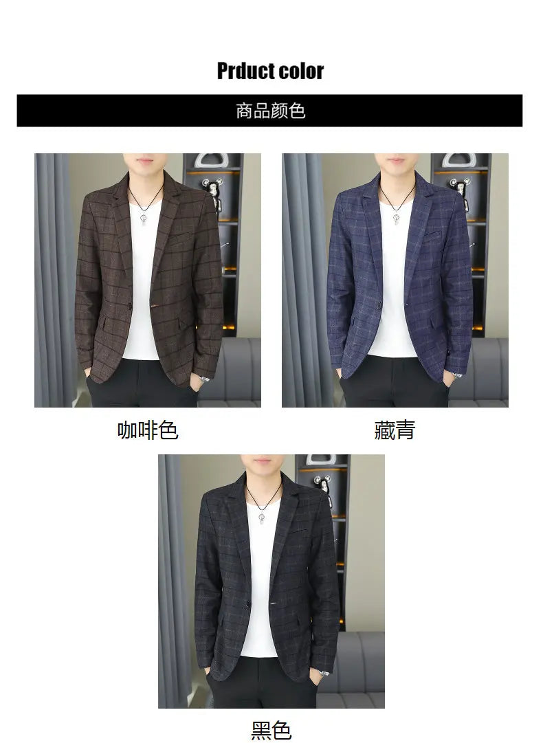 2026 Blazer Outdoor Men's Checked Fashion Business Trend Wedding Slimming Gentleman Casual Korean Travel High Formal Wear Blazer