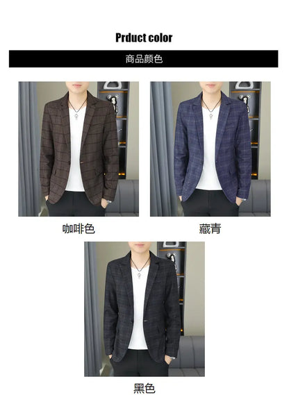2026 Blazer Outdoor Men's Checked Fashion Business Trend Wedding Slimming Gentleman Casual Korean Travel High Formal Wear Blazer