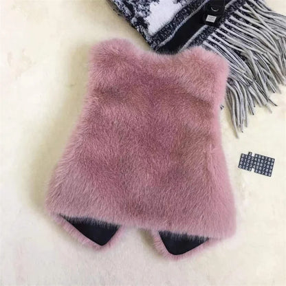 Women Fur Vest New Autumn Winter Female Waistcoat Korean Warm White Black Pink Faux Fur Jacket Fashion Tank Top Sleeveless Coats