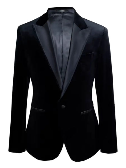 Black Velvet Men's 3 Piece Slim Fit Tuxedo Suits Business Wedding Party Elegant Blazer Vest Pants Set Formal Men's Clothing