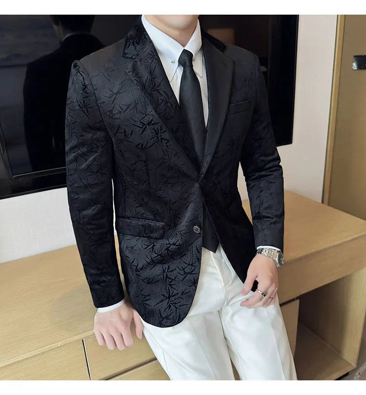 British Style Velvet Men Blazers Autumn Winter Slim Fit Casual Business Suit Jackets Wedding Groom Banquet Formal Coats