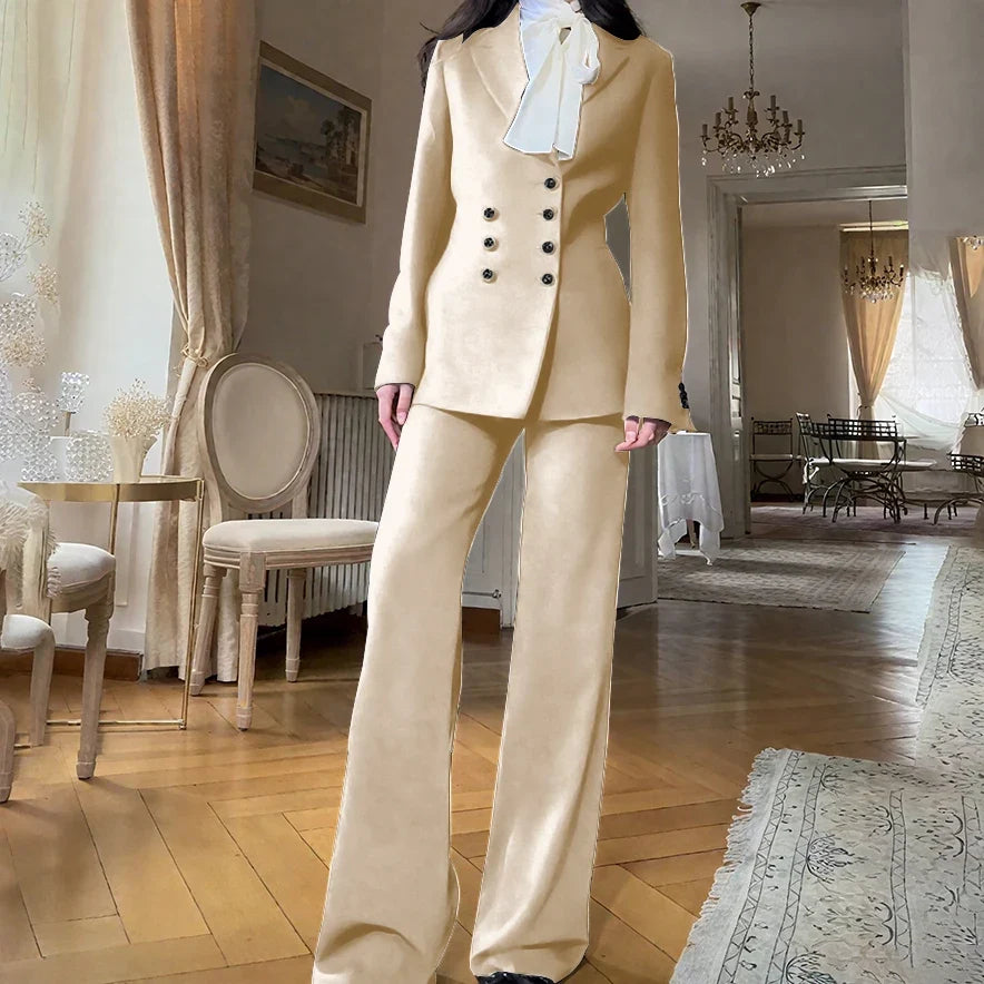 2025 New Women Casual Blazer Suit Set with Double-breasted Office Formal Pant Suit Separates Slim Fit Custom Made Traje de Mujer