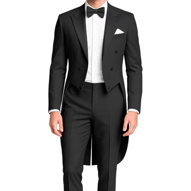 Costume queue de pie homme, costumes homme 2 pièces, pantalon blazer slim, veste queue de pie à un bouton pour bals, concerts, mariages