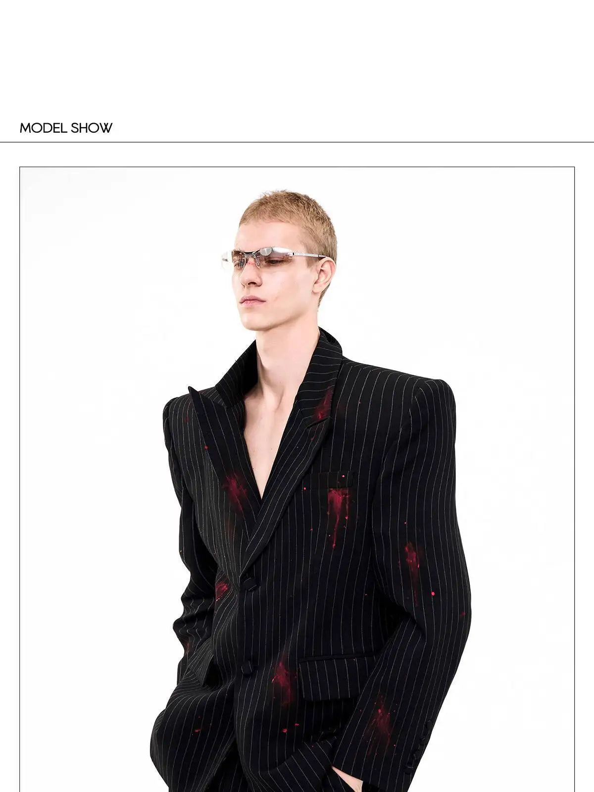 Ink Ejection Tie-dyed Pattern Stripe Printed Shoulder Pad Blazer Coat Men 2025 New Original Luxury Handsome Jacket JY4551