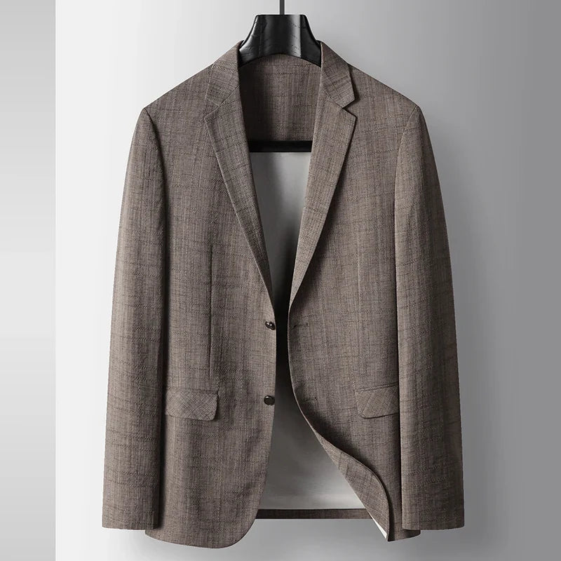 Men's Casual Blazer Single Breasted Spring Autumn Versatile Suit Jacket Grey Coffee