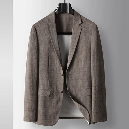 Men's Casual Blazer Single Breasted Spring Autumn Versatile Suit Jacket Grey Coffee