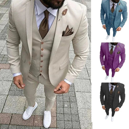 High Quality khaki Men's wedding Suits Smart Cusual 3 Piece Custom Slim Fit Male Blazer Wedding Groom Tuxedos Costume Homme