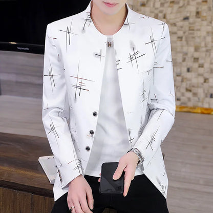 Blazer Fashionable Outdoor Travel Youthful Wedding Versatile Host for Campus Slim-fit Casual Lightweight Stripes Men's Blazer