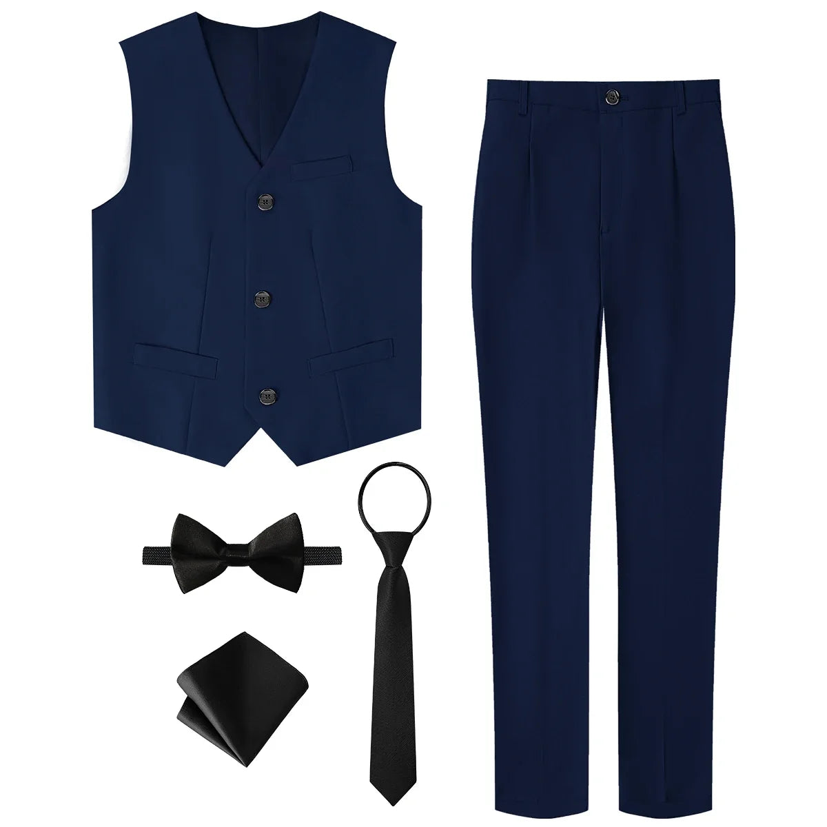 Kids Clothes Boys Suit Wedding Flower Formal Easter Child Party Ceremony Birthday Costume Photography with Vest Pants 5PCS