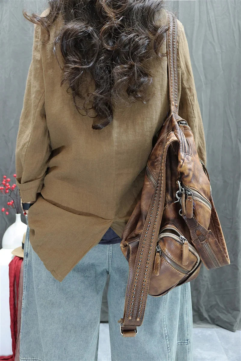 2026 Autumn New Style Women's Casual Pure Color Linen Long Sleeve Retro Fashionable Versatile Suiting Jacket Classic All-Match