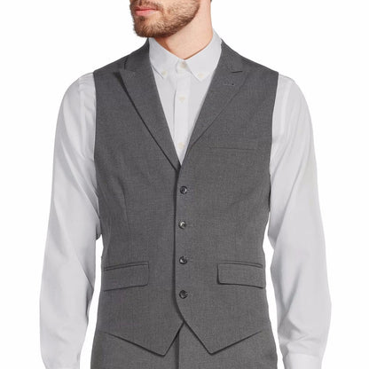 Men's Formal Vest Single Button Lapel Solid Waistcoat for Wedding & Business