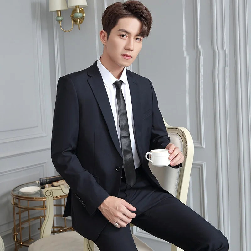 Men's Slim Fit Single Breasted Suit – Casual & Formal Two-Piece Set for Weddings & Business