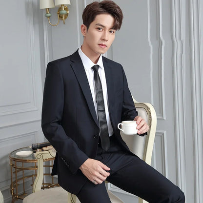 Men's Slim Fit Single Breasted Suit – Casual & Formal Two-Piece Set for Weddings & Business