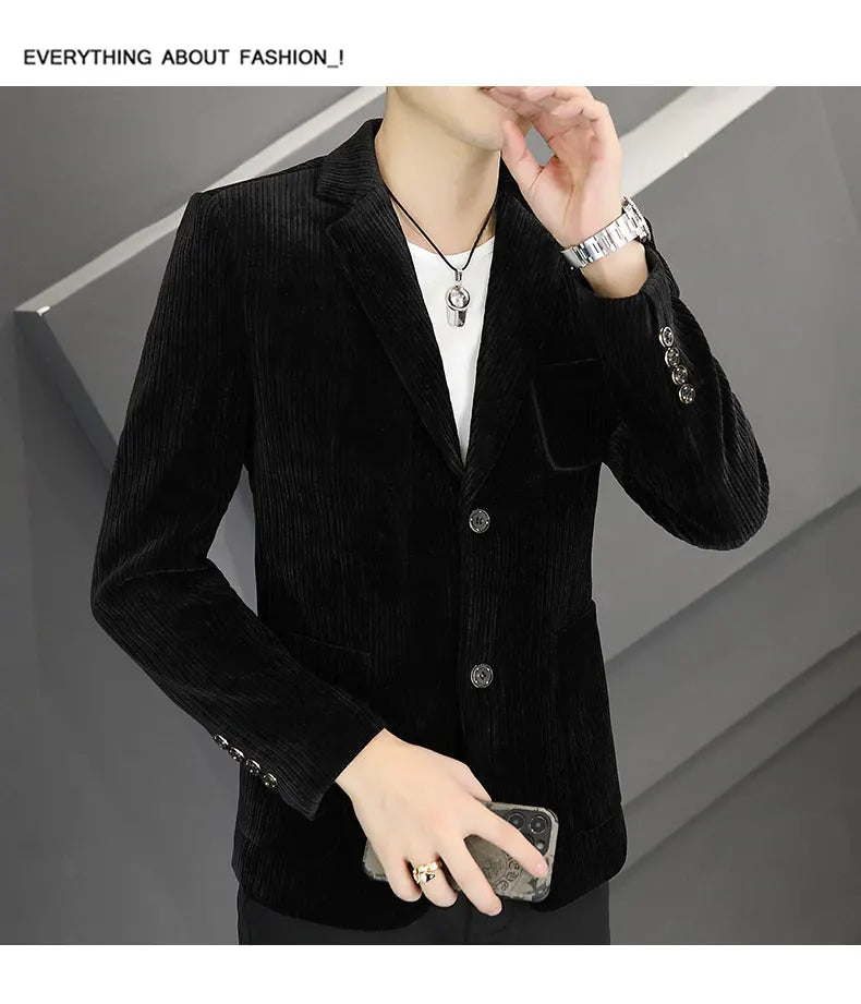 2026 Spring Autumn Corduroy Suit Jackets for Men Business Casual Blazers KoreanSlim Fit Social Office Wedding Suits Coats 4XL