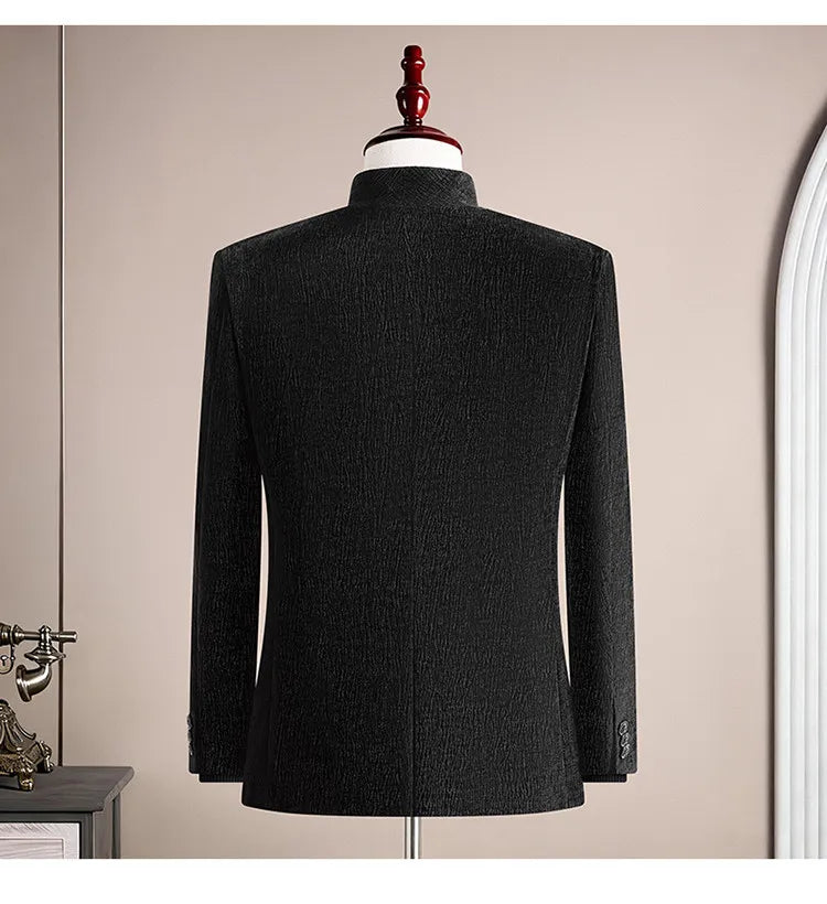 Men's Smart Casual Single Breasted Slim Fit Suit Set – Dark Gray & Black