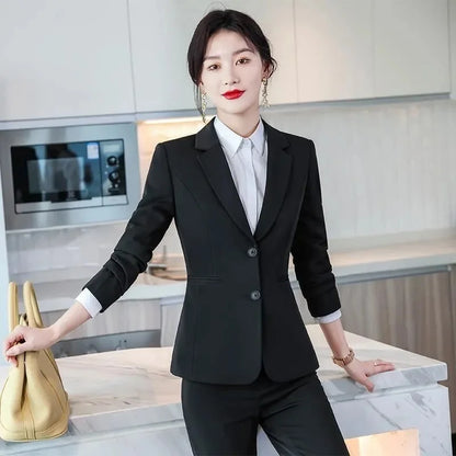 2025 New Blazer Trousers Women's Suit Sets Long Sleeve Jacket Blazer Casual Office Ladies Pantsuit For Business Clothing