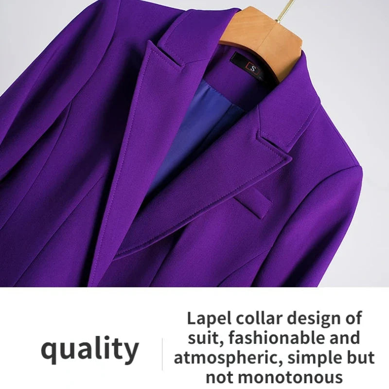 Fashion High-quality Office Suit Purple Jacket and Trousers 2-piece Set 2025 New Waist Suit Temperament Suits for Women HJLZBW