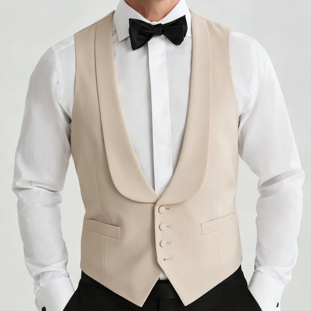 Men's Formal Vest Single Button Lapel Waistcoat for Wedding Banquet and Business