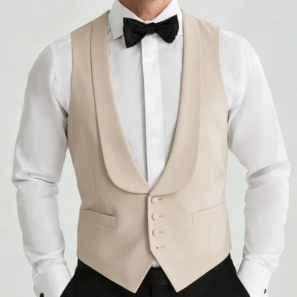 Men's Formal Vest Single Button Lapel Waistcoat for Wedding Banquet and Business