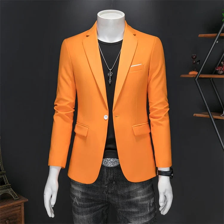Men's Slim Fit Single-Breasted Blazer for Business Casual and Wedding Occasions