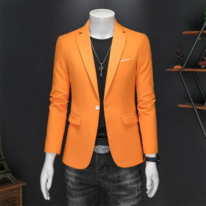 Men's Slim Fit Single-Breasted Blazer for Business Casual and Wedding Occasions