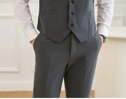 High Quality Elegant Single-Breasted Men Suit Fashion ltalian Style Slim High-end Business Groom Wedding Party Tuxedo 3/2 Pieces