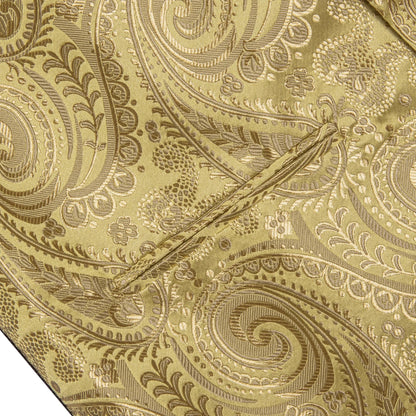 Men's Paisley Waistcoat Vest with Tie Hanky Cufflinks Set for Wedding and Banquet