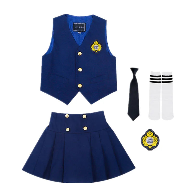 Kids Summer Vest Pants Birthday Suit Children's Short Sleeved Brithish Style School Uniform Flower Boys Wedding Dress