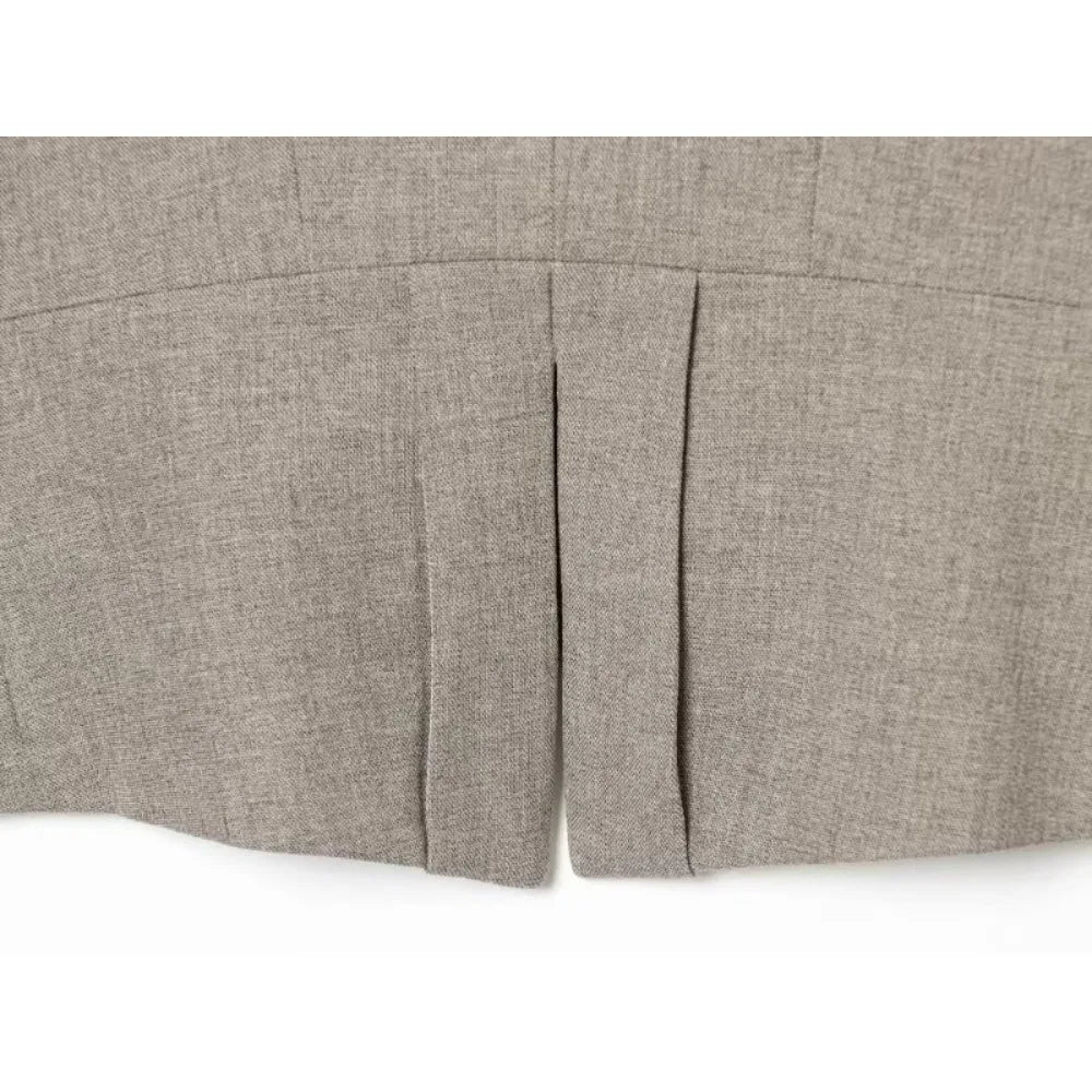 Elegant Women Tailored Blazers with Lapel Buttons New in Fitted Blazer with False Double Welt Pockets Spring Taupe Brown Outwear