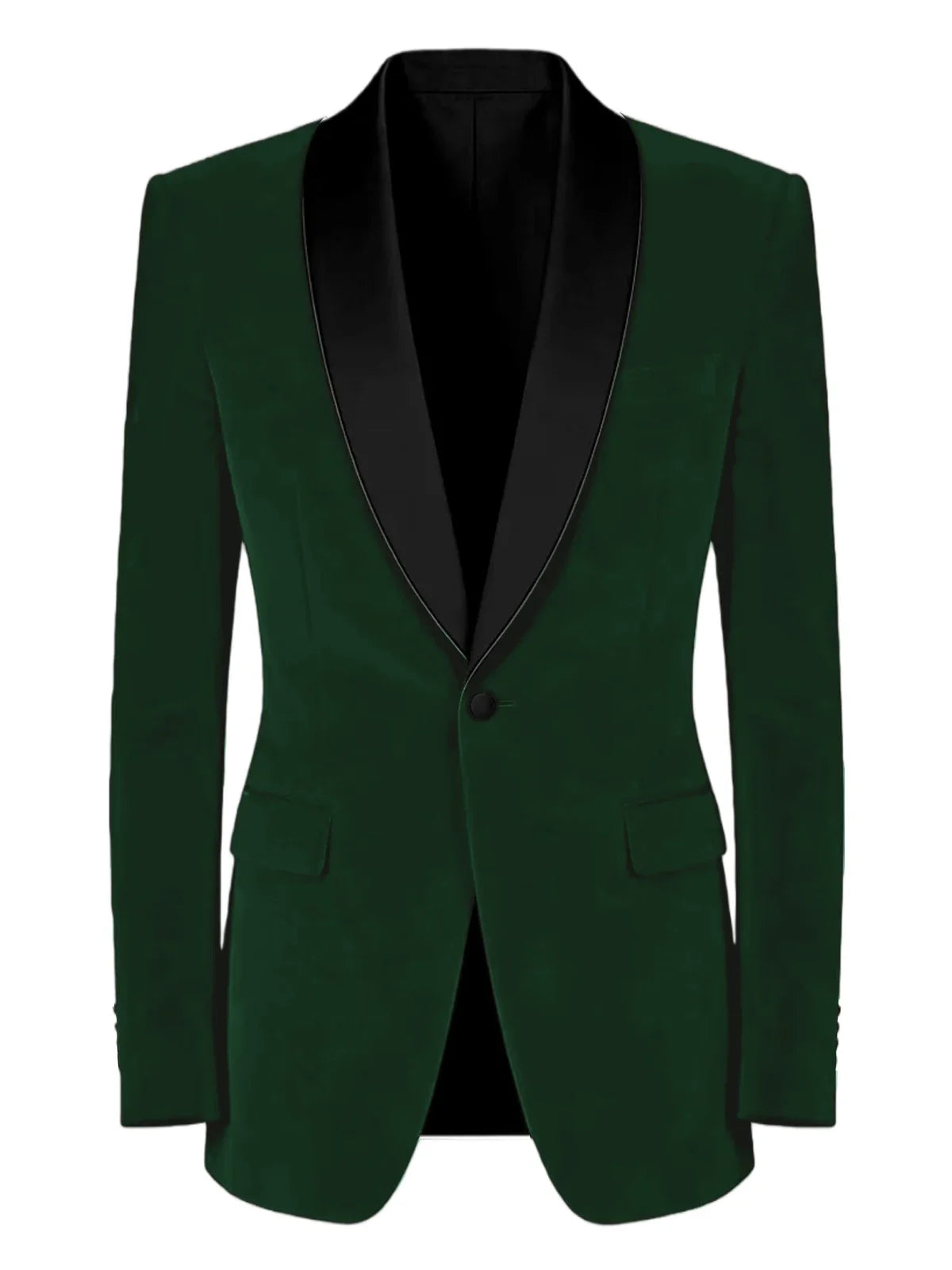Men's Velvet Tuxedo Blazer Black Trim Shawl Lapel Slim Fit 1-Button Flap Pockets Suit Jacket Formal Wedding Party Sport Coats