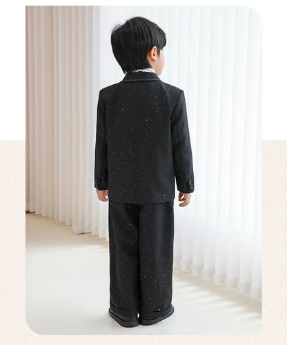 Boys Solid Double Breasted Blazer Jack Vest Pants Children Suit Waistcoat Wedding Clothes Sets Toddler Formal Dress Kids Tuxedos