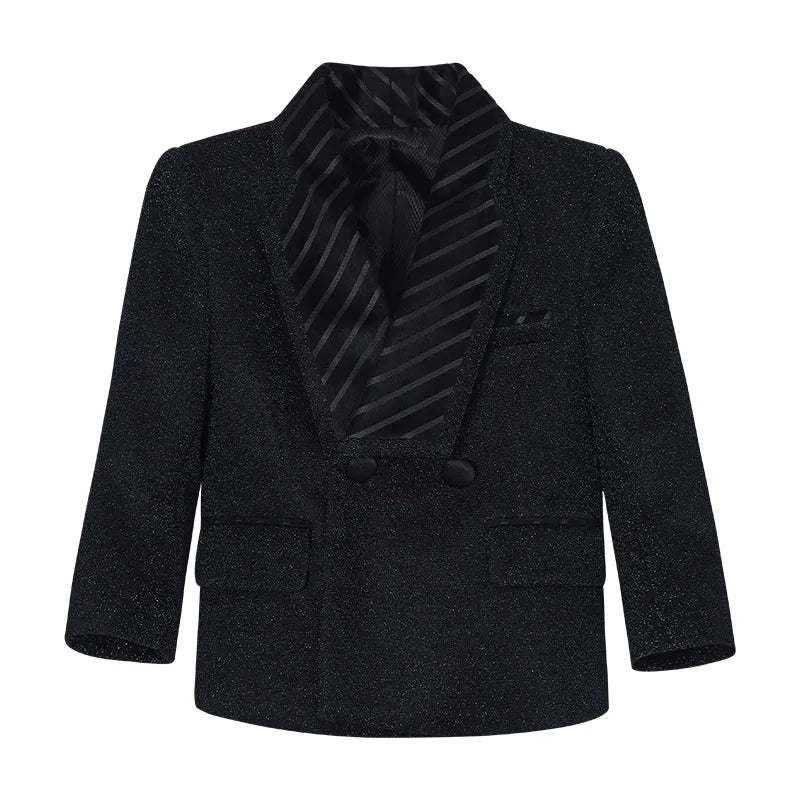 Spring Autumn Kids Blazer Vest Pants Bowtie 4Pieces Outfit Boy Birthday Party Wedding Host Piano Performance Costume