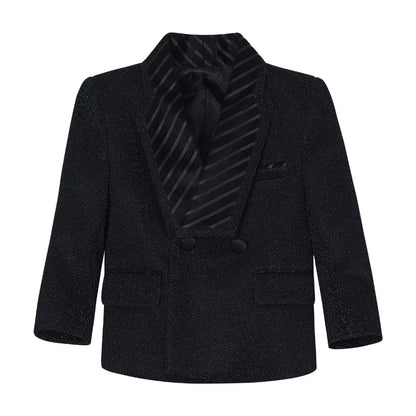 Spring Autumn Kids Blazer Vest Pants Bowtie 4Pieces Outfit Boy Birthday Party Wedding Host Piano Performance Costume