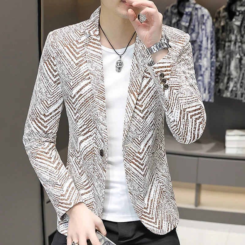Blazer Men's Fashion Outdoor Travel Gentleman Wedding Slimming Business Versatile Trendy Casual Korean-style Formal Wear Blazer