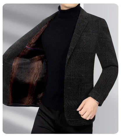 Blazer Men's Business Gentleman Wedding Fashionable Solid Color Best Man, Slimming and Casual Middle-aged and Elderly Blazer