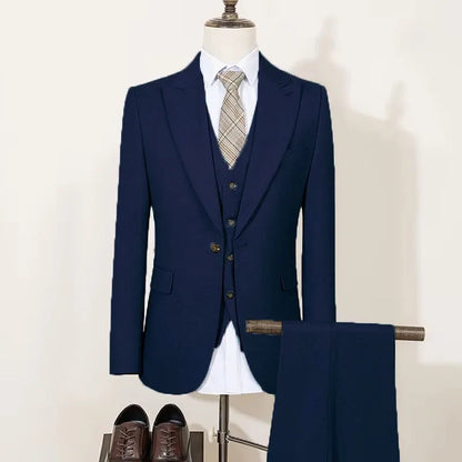 Men's 2 Piece Double Breasted Suit Set Slim Fit Peaked Lapel Formal Blazer Pants Luxury Business Wedding Groom Tuxedo For Men