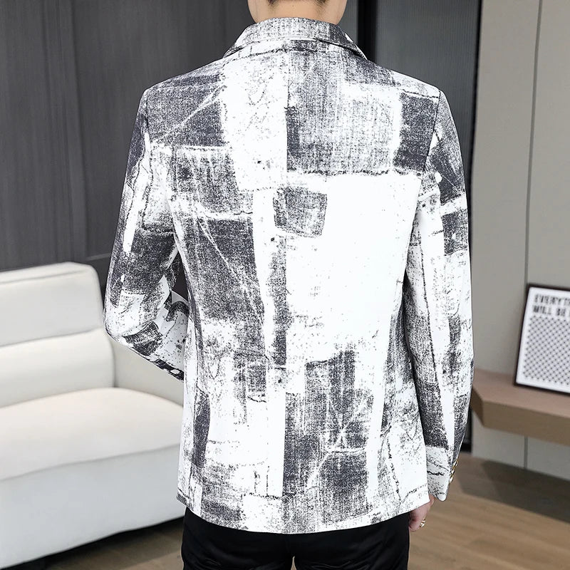 Blazer Men's Business Gentleman Wedding Fashion Versatile Trendsetter Comfortable To Wear Best Man Print Slim and Casual Blazer