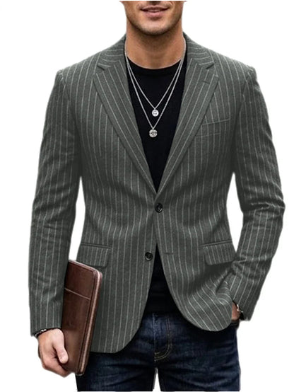 Men's Striped Blazer Casual Slim Fit Suit Jacket 2026 New Business Casual Single Breasted Blazer for Men Office Wedding Party Co