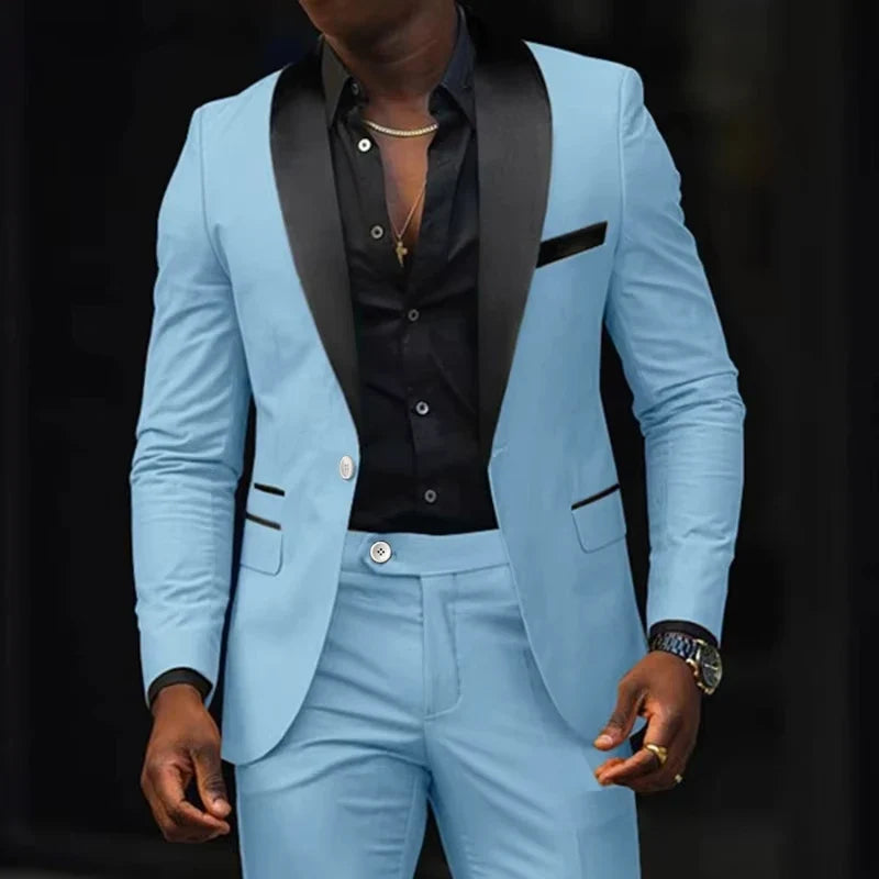 Men's 2-Piece Single Breasted Slim Fit Business Suit – Blazer & Pant Set