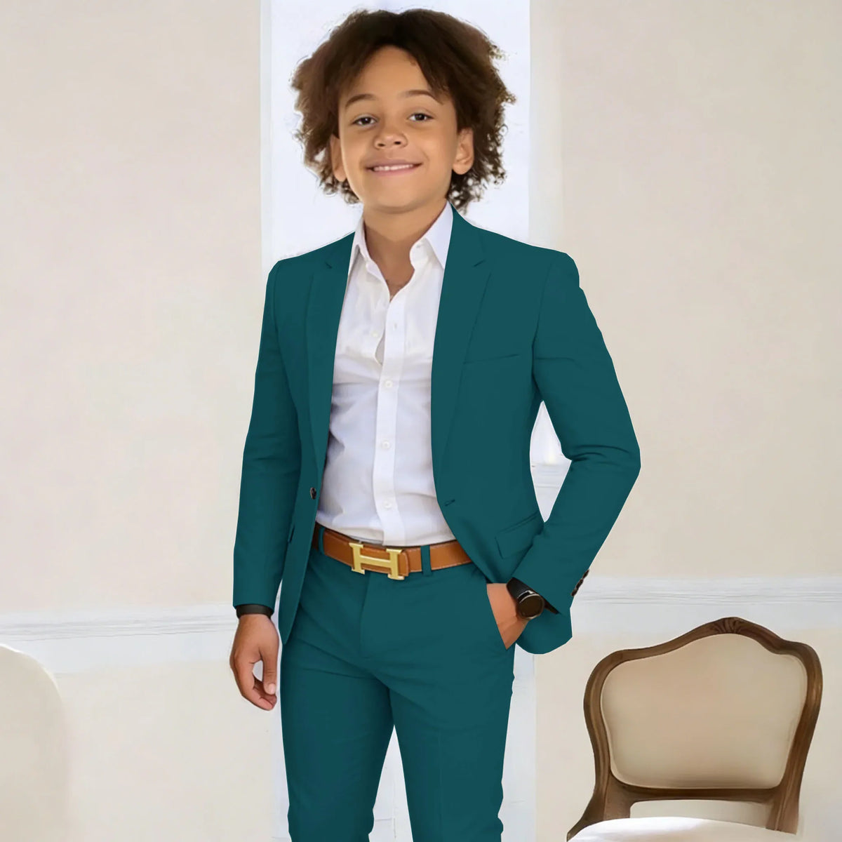 Suit For Boys 2-16 Years Blazer Pant Set 2 Piece Slim Fit Casual Beige Wedding Suit Set Birthday Stage Performance Costumes