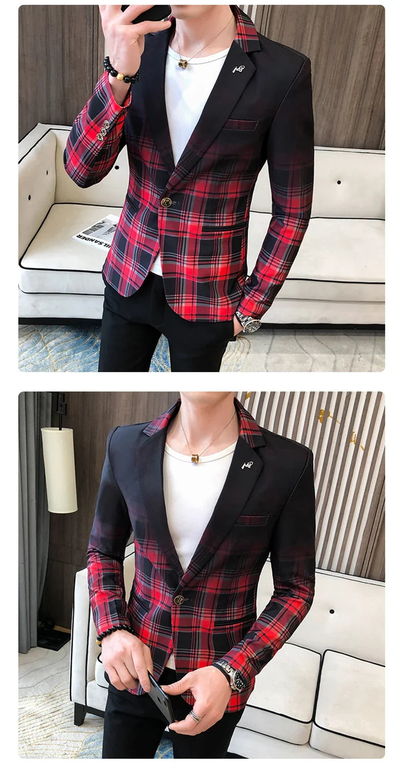 Men's Blazer Suit Jacket 2025 Spring New Fashion Korean Slim Suit Jacket Social Prom Dress Jacket Men's High Quality Clothing